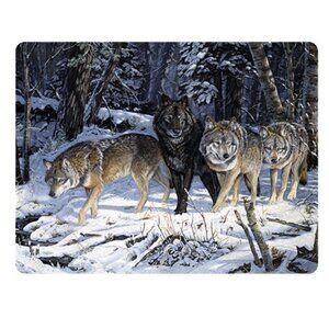 Wolf Pack Scene 16" wide x 12" tall Tempered Glass Cutting Board 756